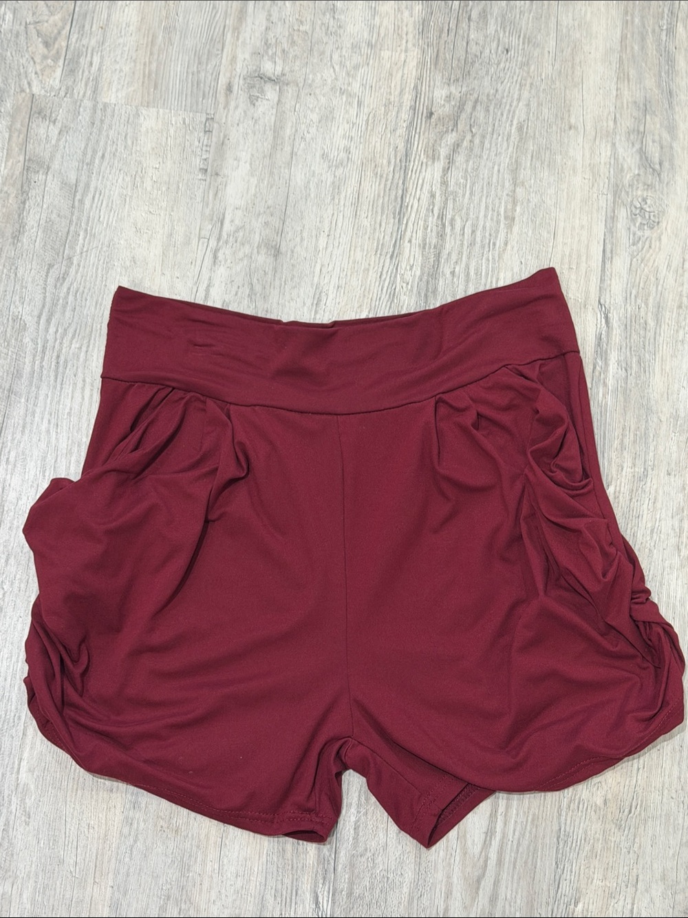 Women's Athletic Shorts in Burgundy with Side Pockets